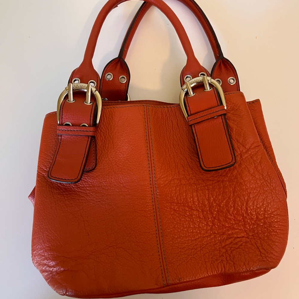 Orange leather bag